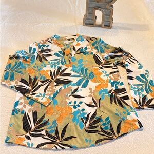 Chico's Multicolor Leaf Print Top